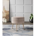 thumbnail image 2 of Manhattan Comfort Bailey Ottoman in Oatmeal with Solid Wood Base & Gold Feet, 2 of 8