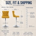 thumbnail image 3 of ODUSE-DAILY Yellow Velvet Swivel Bar Stools Set of 2 with Upholstered Back, 25-33 Inch Height Adjustable, Bar Chairs for Counter Height Bar Height Kitchen Island Pub (2Pcs, Silver Base, Gold), 3 of 10