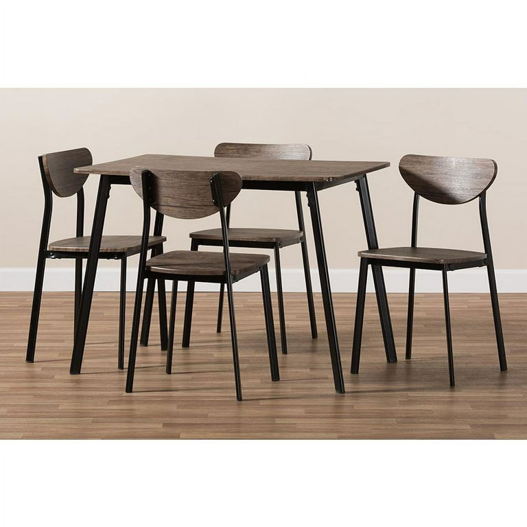 Baxton Studio Ornette Mid Century Modern Matte Black Frame 5 Piece Dining Set