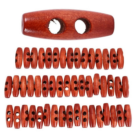 50 Pieces Olive Shape Wooden Toggles Buttons 2 Holes Sewing Buttons for Clothes De G1961