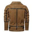 thumbnail image 4 of IYTR Mens Jackets Long Sleeve Jacket Imitation Leather Coat Top with Pocket Zipper Lapel Solid Color Khaki XL, 4 of 5