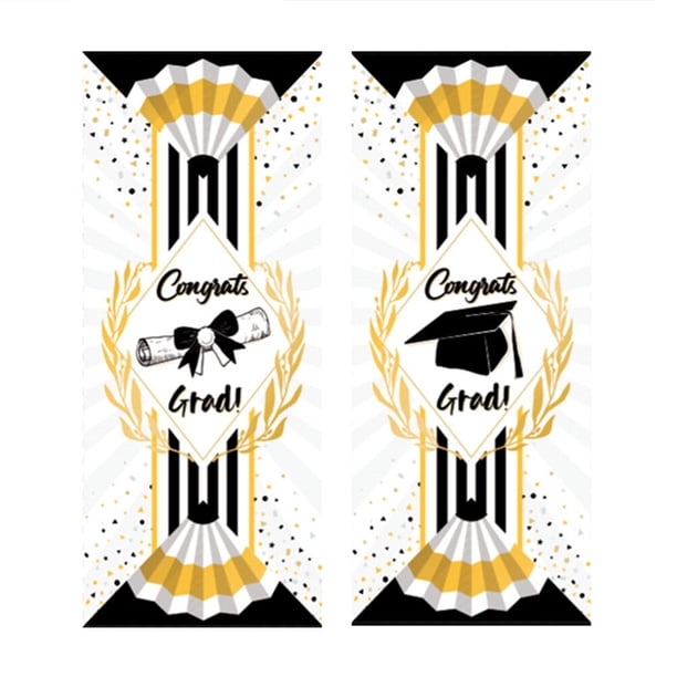 KAKOWELY 1 par de pancartas de fiesta de graduación, decoración de pareado, fondo fotográfico, tela con letras de graduación, cortina colgante para puerta delantera (colores surtidos)