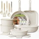 thumbnail image 1 of Juego de ollas y sartenes antiadherentes, Juego de 23 Ollas, Sarten Batería de Cocina, Juego de Sartenes con Mango Desmontable, Batería de Cocina Apto para Lavaplatos Y Horno (Blanco cálido), 1 of 4