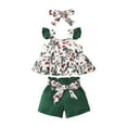 thumbnail image 1 of Arvbitana 3M 6M 9M 12M 18M 24M Infant Baby Girls Shorts Set Fly Sleeve Square Neck Strawberry/Flower Print Vest with Tie-up Shorts and Hairband 3Pcs, 1 of 9