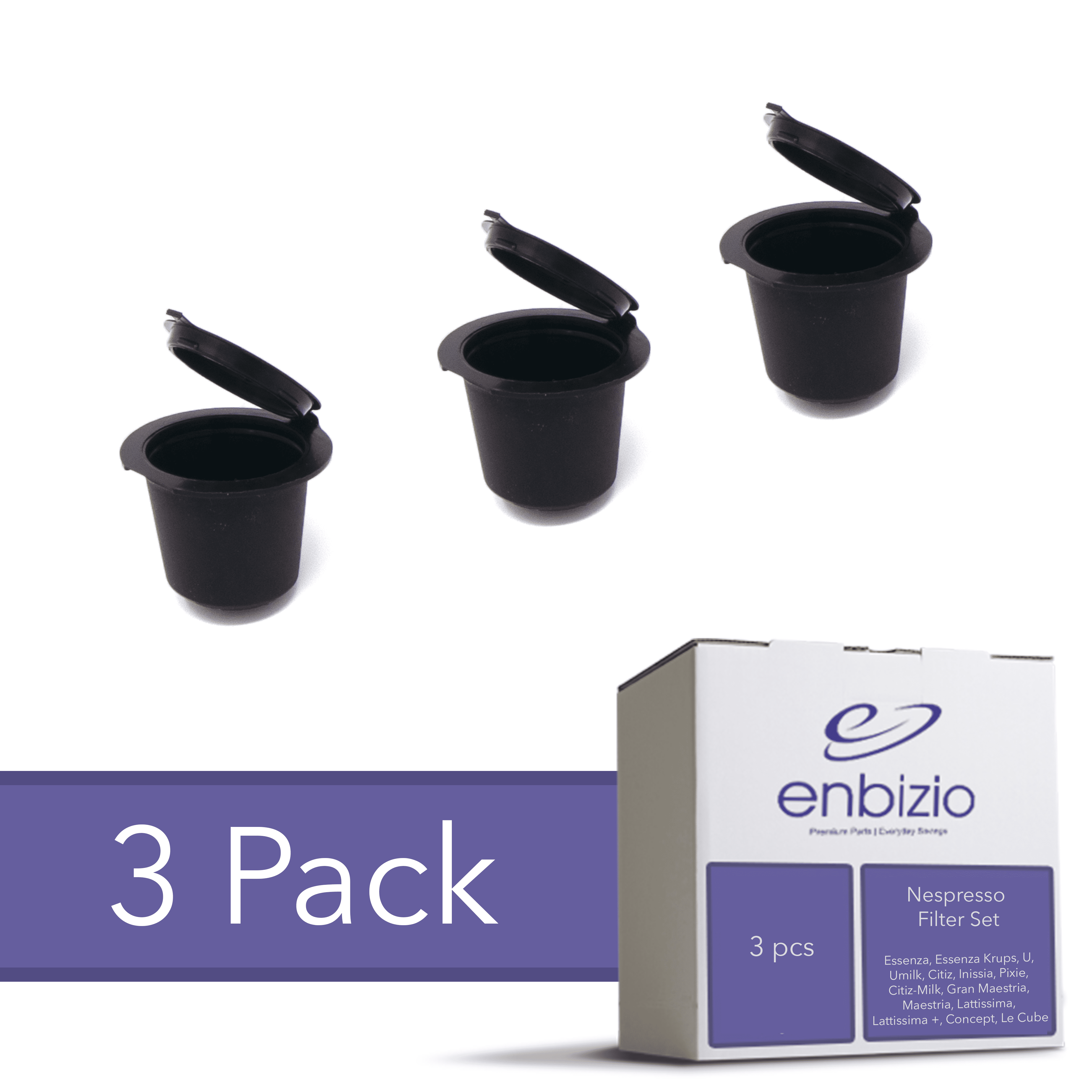 Black 3pcs Coffee Filter Household Reusable Coffee Capsules 304 Stainless Steel Capsule Filter Refillable Cup Fit for Nespresso 