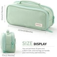 thumbnail image 5 of YSTHDL Large Capacity Pencil Case Pen Pouch Organizer Canvas Pencil Bag with Handle-Green, 5 of 6