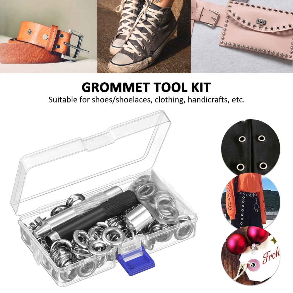 Pangda Grommet Tool Kit Grommet Setting Tool and 100 Sets Grommets Eyelets with Storage Box (1/2 inch Inside Diameter)