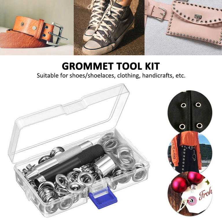 Tcwhniev Grommet Tool Kit， Grommet Eyelets， Washers Eyelet Pliers Set， 100  Sets Of Grommet Eyelets， With Storage Box， For Tarpaulin Leather Fabric  Curtain Pool Cover 