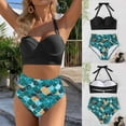 thumbnail image 2 of Babysbule Swimsuits for Women Clearance Women's Fashion Bikini Set Swimsuit Two Piece Filled Swimwear With Underwire Printing Beachwear, 2 of 9