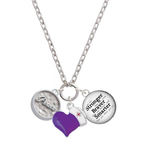 Delight Jewelry Silvertone Peace - Round Seal - Purple Heart Nurse Strong Zoe Necklace