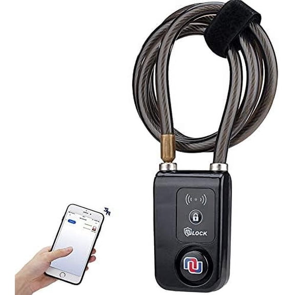 Smart Bike Cable Locks Bicycle Lock Bluetooth APP Controlled Nulock 110db,47 inch Long Braided Steel Motorcycle Lock Anti Theft, IP44 Splash-Proof Bike Alarm Lock for Scooter/Stroller/Gate