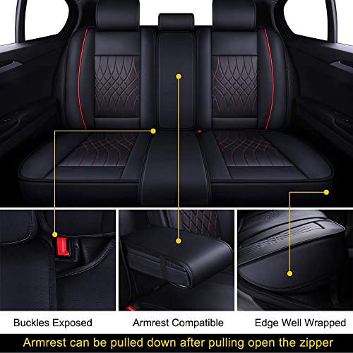 Black- 2pcs LUCKYMAN CLUB 2 PC Front Car Seat Covers with Waterproof Leather Universal for Sedan SUV Truck Fit for Most Chevy Hyundai Kia Honda Mazda Nissan Toyota 