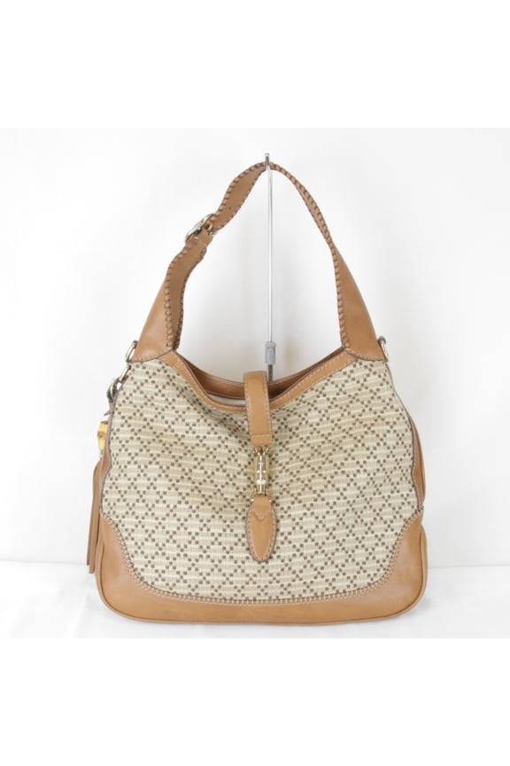 Pre-Owned GUCCI Diamante New Jackie 246907 204991 Shoulder Bag Canvas/Leather Beige Women's