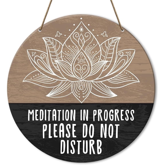 Meditation Room Decor Sign, Yoga Studio Wall Decoration Home Gym Spiritual Room Zen Den Hanging Decor Sign, Please Do Not Disturb Sign, Gifts for Yoga Instructor Lover, Meditation in Progress