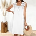 thumbnail image 4 of HBGVBA Women's Summer Mini Dress,Plus Size Short Sleeve Dresses,Summer Solid Color Lace Cami Round Neck Loose Midi Dress, 4 of 5