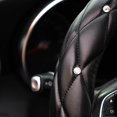thumbnail image 4 of Soft Premium Leather Steering Wheel Cover with Diamond Bling Crystal Rhinestones Accents, Universal 15 Inch for Women Girls, Fit Vehicles, Sedans, SUVs, Vans, Trucks - Black, 4 of 10