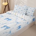 thumbnail image 3 of Homewish Cartoon Cute Bowtie Zipper Full Size Comforter Sets with Fitted Sheet and 2 Pillowcases For Kids,Blue Bowknot Print Zipper Bedding Set,Reversible,4-Piece, 3 of 7