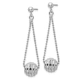 thumbnail image 2 of Finest Gold Sterling Silver Rhodium-Plated Lasered Bead Chain Dangle Post Earrings, 2 of 3