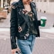 thumbnail image 5 of Floral Night Leather Jacket Women's Faux Leather Jackets Casual Short Coat For Spring Fall And, 5 of 5