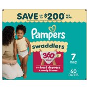 Pampers Swaddlers 360 Baby Diapers Size 7, 60 Count (Select for More Options)