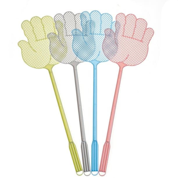 4 Pack Plastic Fly Swatter Long Handle Manual Swatter Fly Flapper Pest Control Tool MultiColors