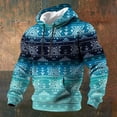 thumbnail image 2 of HXWCHs Western Aztec Print Long Sleeve Hooded Sweatshirt with Front Pocket for Men Casual Streetwear Outdoor Wear XL Light Blue, 2 of 3