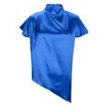 thumbnail image 3 of Kaemgyyd Tunic Tops for Women Satin Silk Short Sleeve Loose Dressy Blouse Casual Solid Color Mock Neck Flowy Shirts, 3 of 5