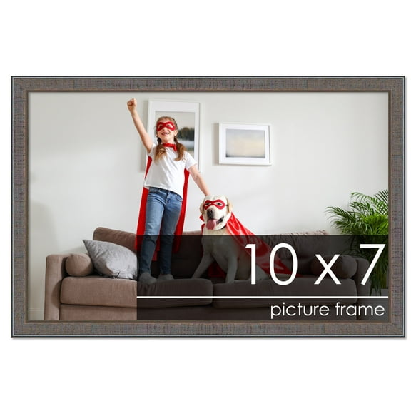 10x7 Distressed/Aged Complete Wood Picture Frame with UV Acrylic, Foam Board Backing, & Hardware