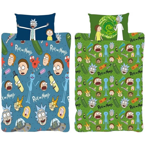 Rick And Morty Portails Personnages Pickle Ensemble de Housse de Couette Réversible