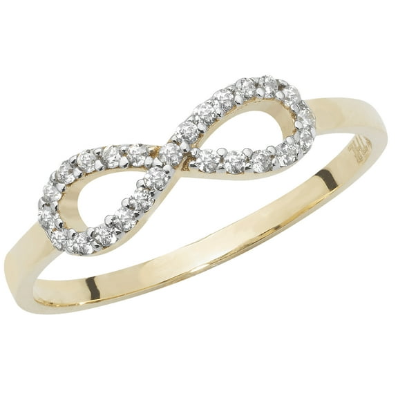 Beautiful 9k Gold Women Infinity Ring with Cultured Cubic Zirconia/CZ