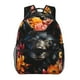 thumbnail image 1 of Disketp Colorful Floral Black Dog Mochila Estampada para Hombre y Mujer – Mochila Ligera Clásica con Múltiples Bolsillos para Universidad, Trabajo y Viajes-One Size, 1 of 5