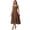 Brown, variant on Moomaya Women’s Cotton Corset Midi Dress | Square Neck Fit & Flare Dress with Back Tie-Up & Gathered Skirt | Vintage Style for Casual, Brunch & Vacation