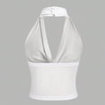 thumbnail image 6 of Ulitacool Women'S Shirts Solid Color Sparkling Neck Camisole Backless Sleeveless Tank Top Summer Vest Blouse Basic Daily Wear M White, 6 of 6