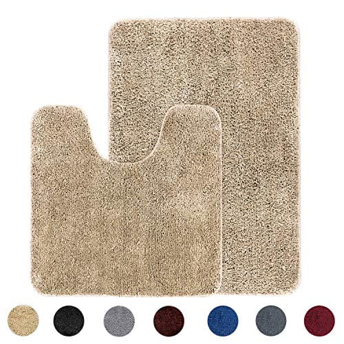 AOACreations Bathroom Rugs 2 Piece Non Slip Soft Shaggy Plush Bath Mat