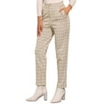 thumbnail image 5 of INSPIRE CHIC Women's Tartan Plaid Pants Elastic High Waist Straight Long Trousers XL Khaki, 5 of 6