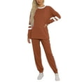 thumbnail image 7 of Rejlun Women Two Piece Outfit Pullover Jogger Set Long Sleeve Sweatsuits Color Block Lounge Sets With Pockets Fitness Tracksuit Brown XXL, 7 of 7