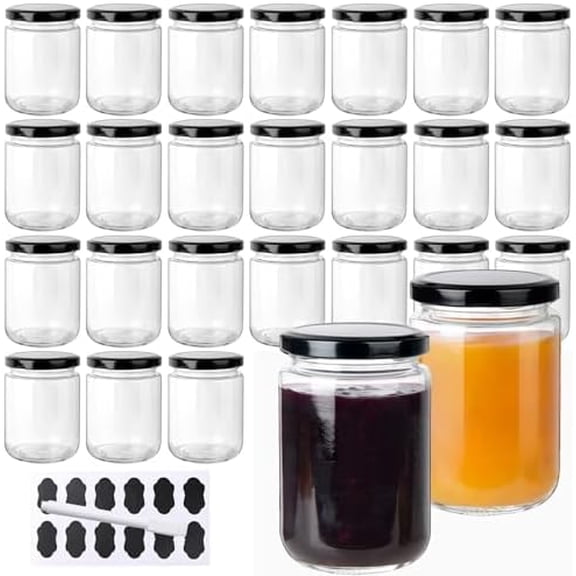 24Pack 12oz Glass Jars with Lids, 350ml Clear Candle Jars for Making Candles, Reusable & Dishwasher Safe Manson Canning Jar Bulk for Jam, Jelly, Honey, Pickles, Spice$$Home Decor, Kitchen, & Other