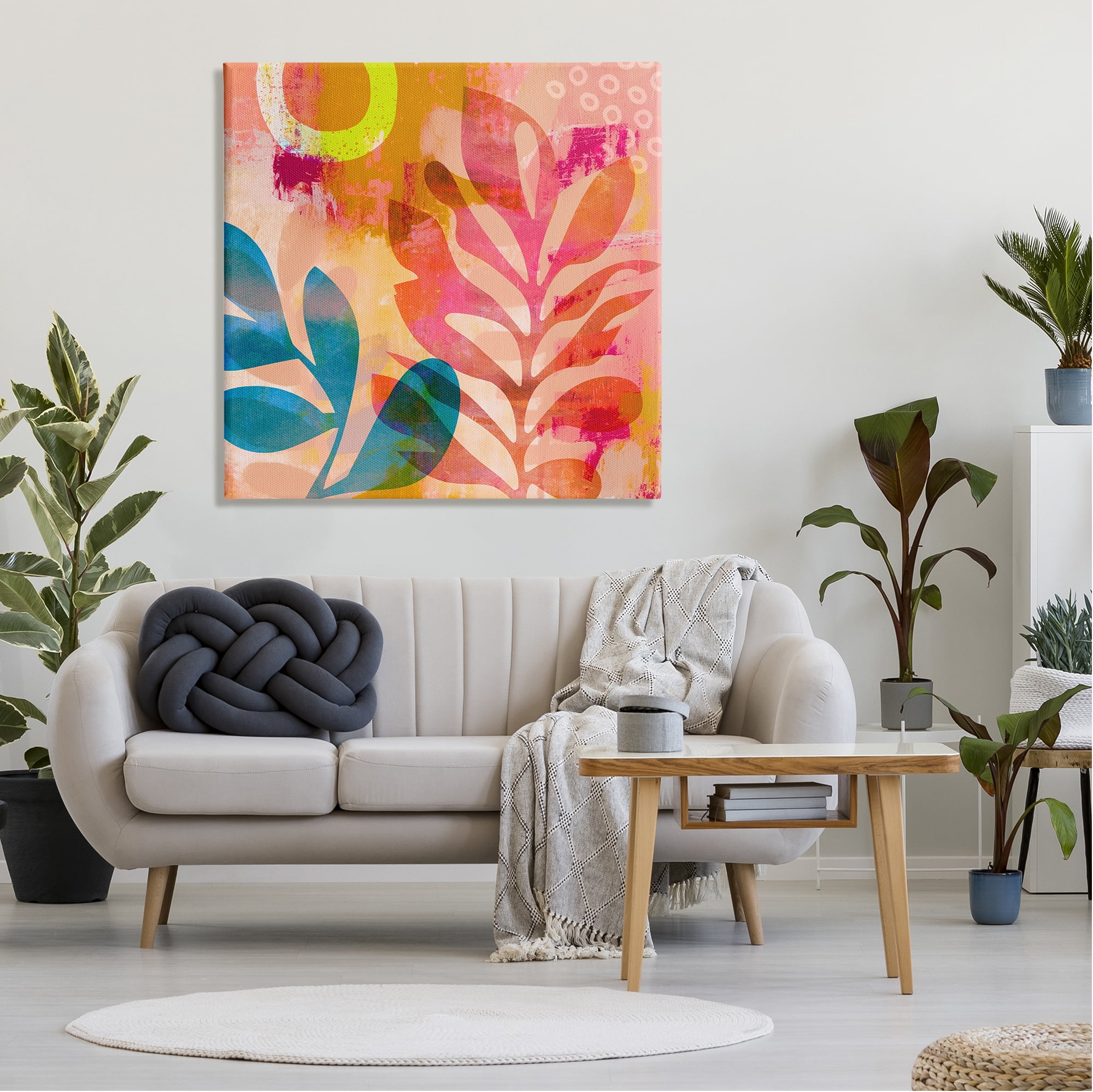 Stupell Industries Modern Leaf Shapes Botanical & Floral Painting Gallery Wrapped Canvas Art Print Wall Art, 36 x 36
