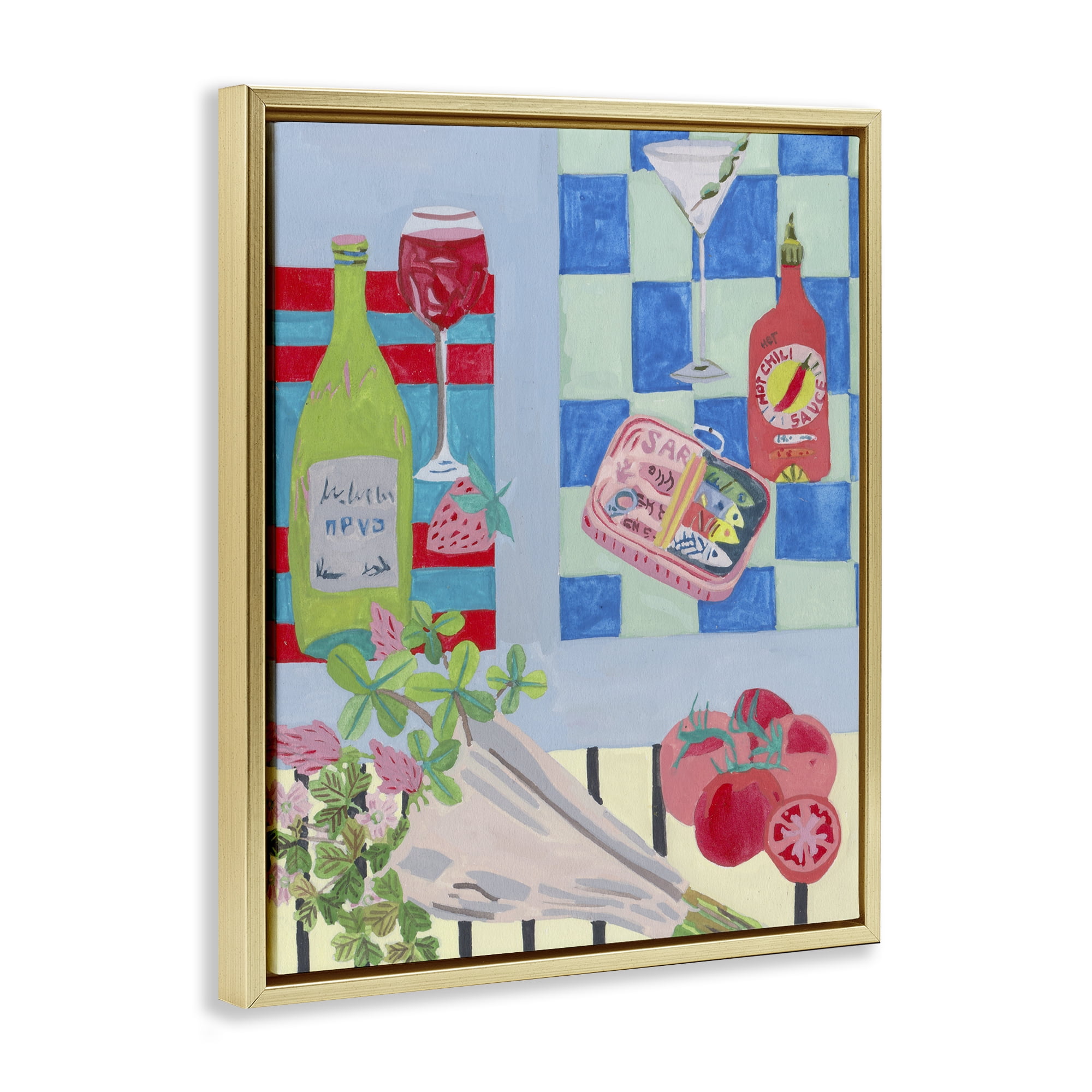 Stupell Industries Saucy Kitchen Secrets Gold Framed Floater Canvas Wall Art, design by Melissa Wang