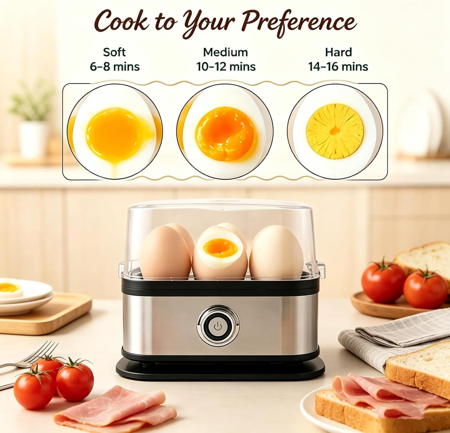 2026 NEW Multifunctional Egg Steamer with Clear Lid, Kitchen Egg Steaming Pot, Electric Egg Cooker 6 Egg Capacity Auto Shutoff, Rapid Egg Cooker for Soft Medium Hard Boiled Eggs (2pcs)