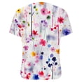 thumbnail image 3 of qucoqpe Summer Tops for Women 2026 Fashion Floral Printed V Neck Pleated Short Sleeve Tee Casual Loose Pullover Blouses Shirts, 3 of 4