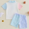 thumbnail image 5 of Baby Boys Easter Outfit Short Sleeve Lapel T-Shirt and Plaid Shorts Set Toddler Boy Cute Easter Clothes, 5 of 6