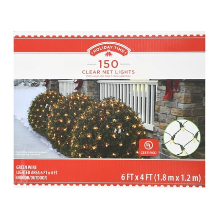 Holiday Time 150 Net Lights, Clear, Easy to Install Indoors or