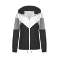 thumbnail image 1 of Women Lightweight Long Sleeve Hooded Jacket Color Block Waterproof Casual Utility Outwear, 1 of 8