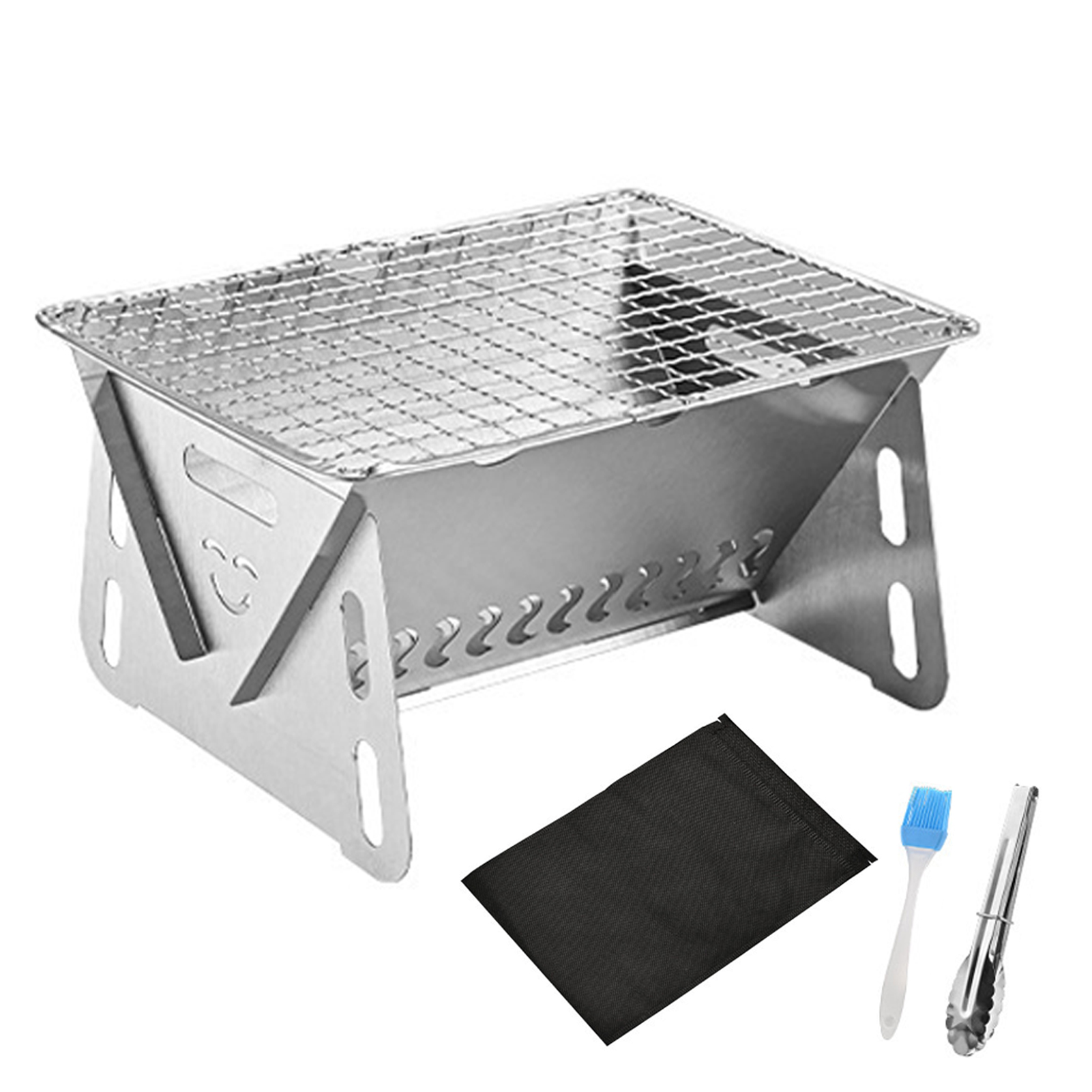 ASKMZ Portable Charcoal Stove Folding Campfire Rustproof Resistant Hollow Design Outdoor Indoor Barbeque