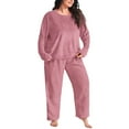 thumbnail image 4 of Mifsaly Womens Plus Size Pajama Sets Lounge 2 Piece Fleece Winter Pjs Outfits Oversized Homewear Long Sleeve Crewneck Warm Sleepwear Cozy Soft Loose Nightwear Casual Loose Pants Fashion Loungewear, 4 of 4