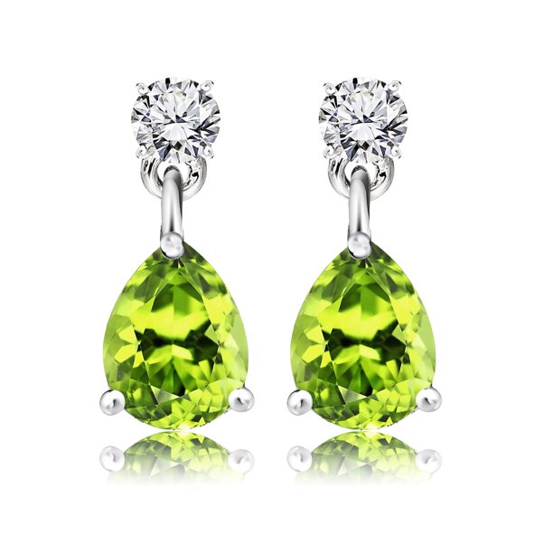 Pendientes Clásicos de Oro Blanco de 18 K JeenMata con Peridoto 2,5 Quilates para Mujer