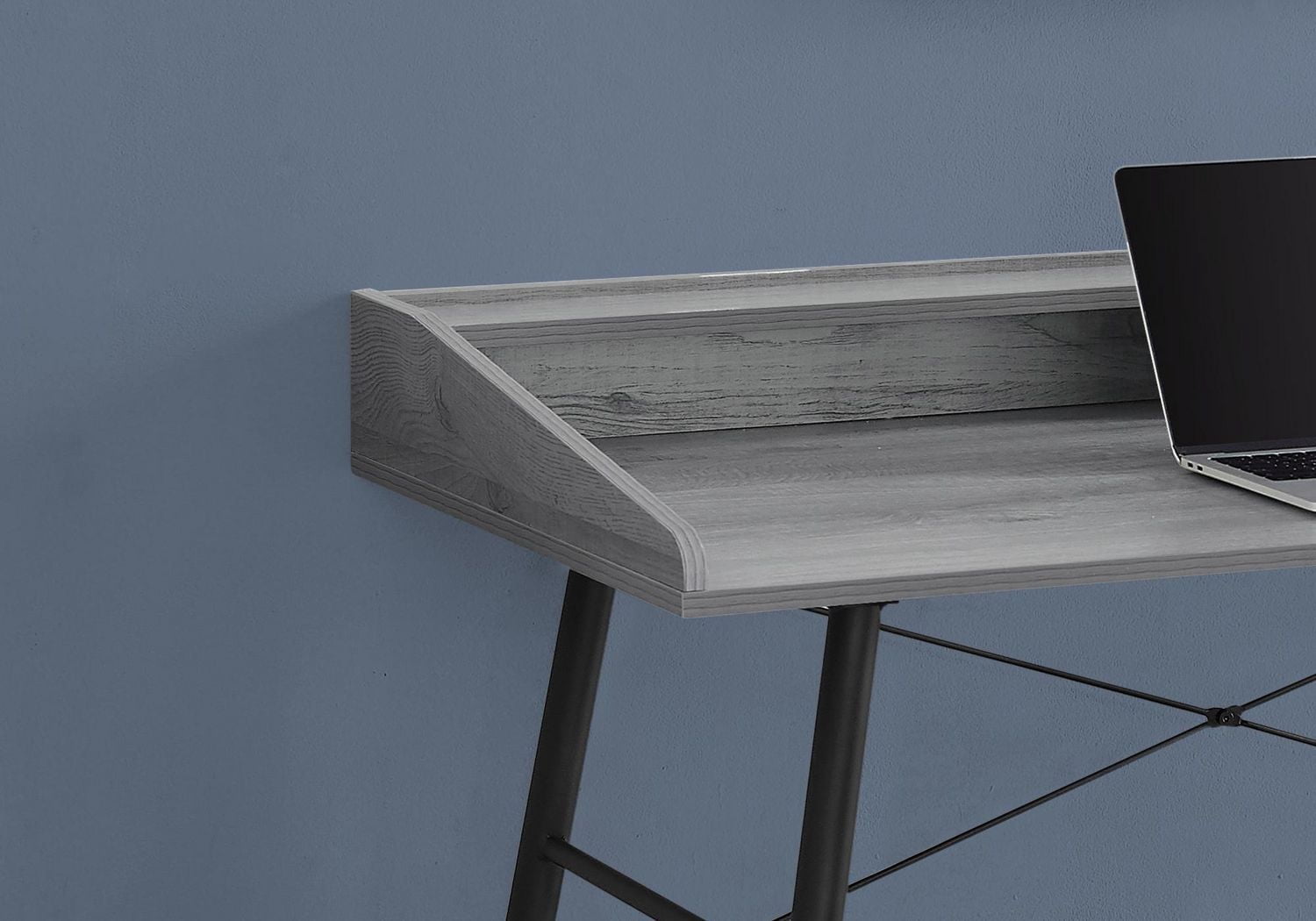 Monarch Specialties Computer Desk, Home Office, Laptop, Storage Shelves, 48"l, Work, Metal, Laminate, Grey, Black, Contemporary, Modern