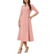 thumbnail image 2 of Vestido de trabajo para mujeres INSPIRE CHIC, corte A, mangas 3/4, vestido midi elegante, rosa, XL, 2 of 5