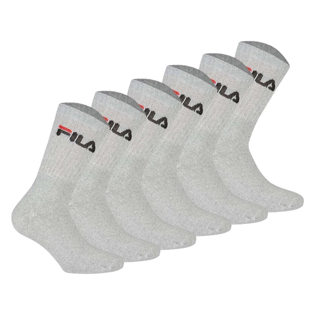 FILA Calcetines unisex, pack de 6 - calcetines de tripulación, de rizo, de tenis, deportivos (2x 3 pares) Gris 39-42